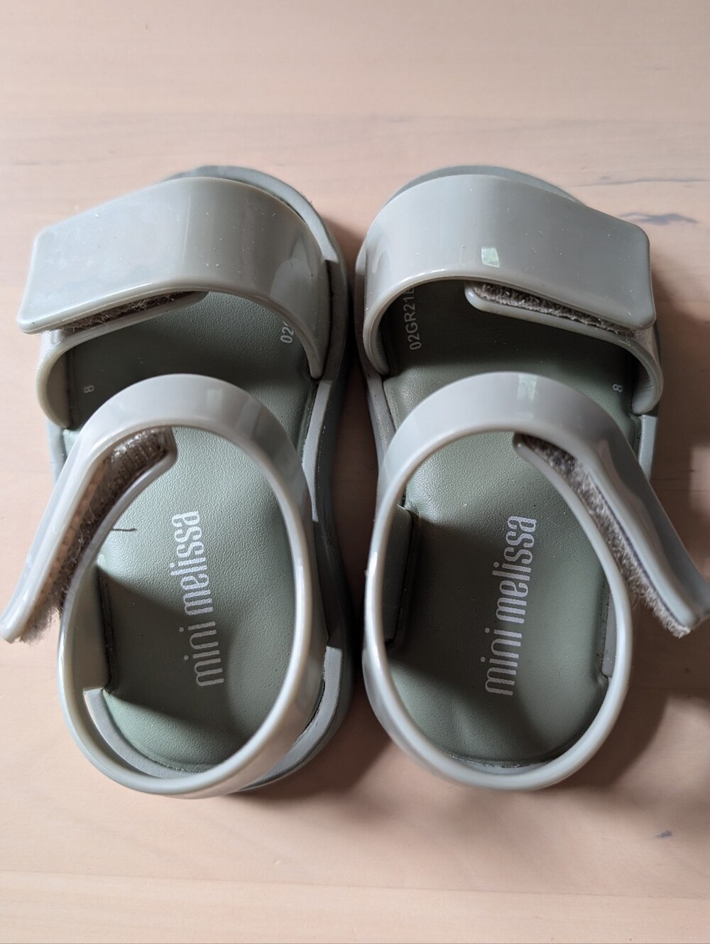Mini Melissa Toddler Size 5 Olive-Tone Hook & Loop Sandals